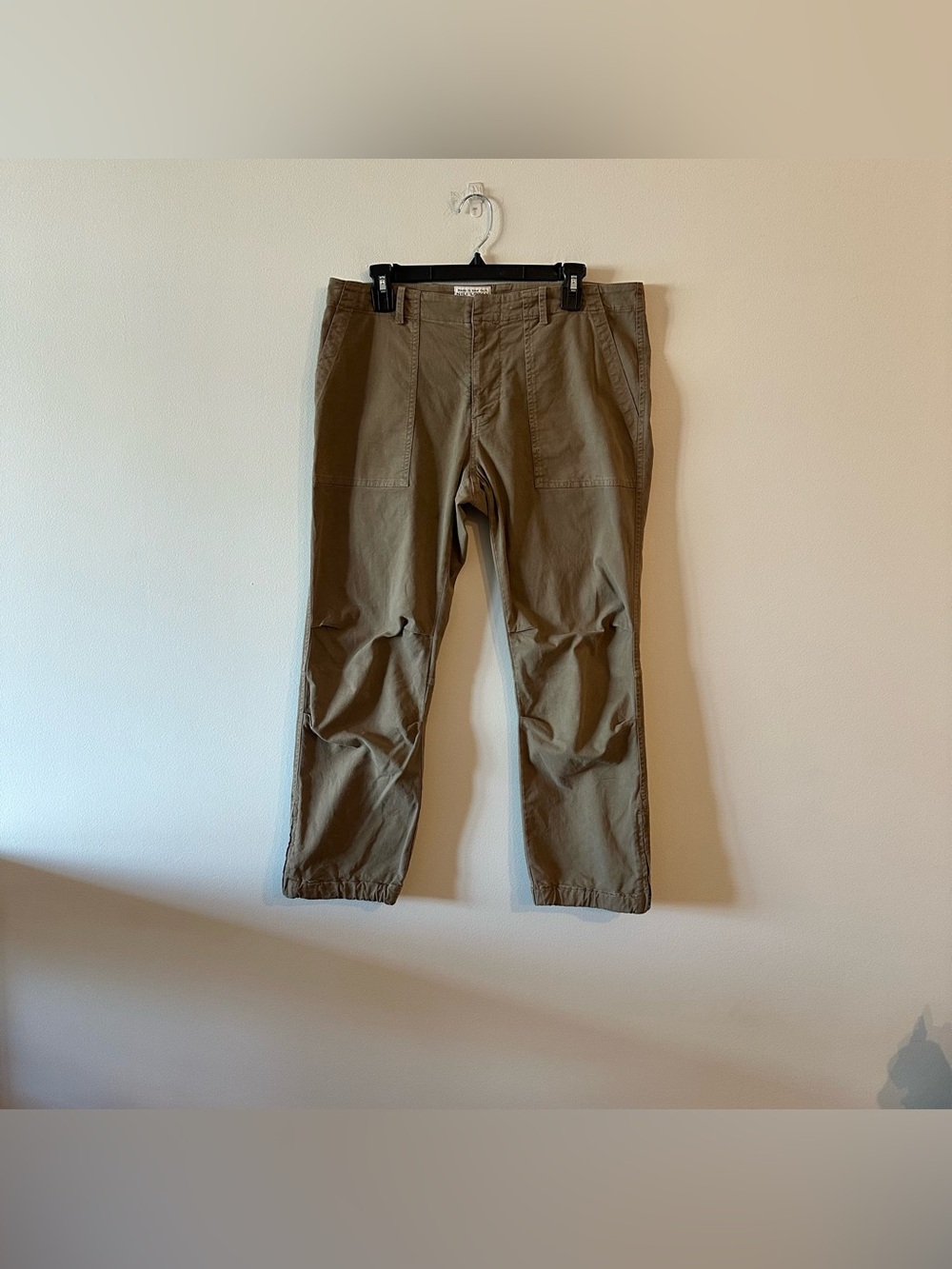 NILI LOTAN Cropped Military Pants Ankle Zip Joggers Brown 10 Twill Cotton